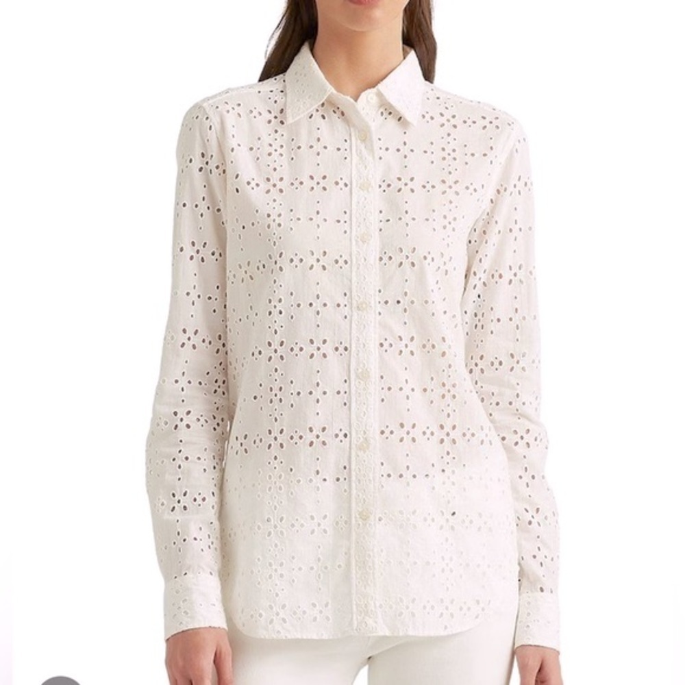 LAUREN RALPH LAUREN Eyelet Cotton Shirt